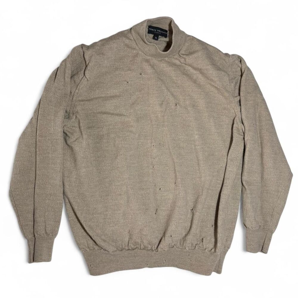Ponte Vecchio Italy cream sweater Size XL Jumper Wool Distressed Pullover